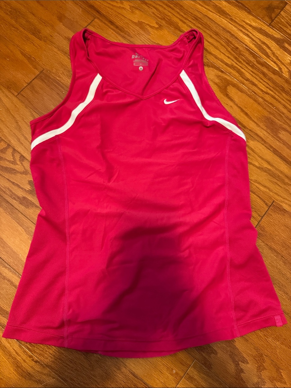 Nike Women's Hot Pink Athletic Tank Top with White Accents